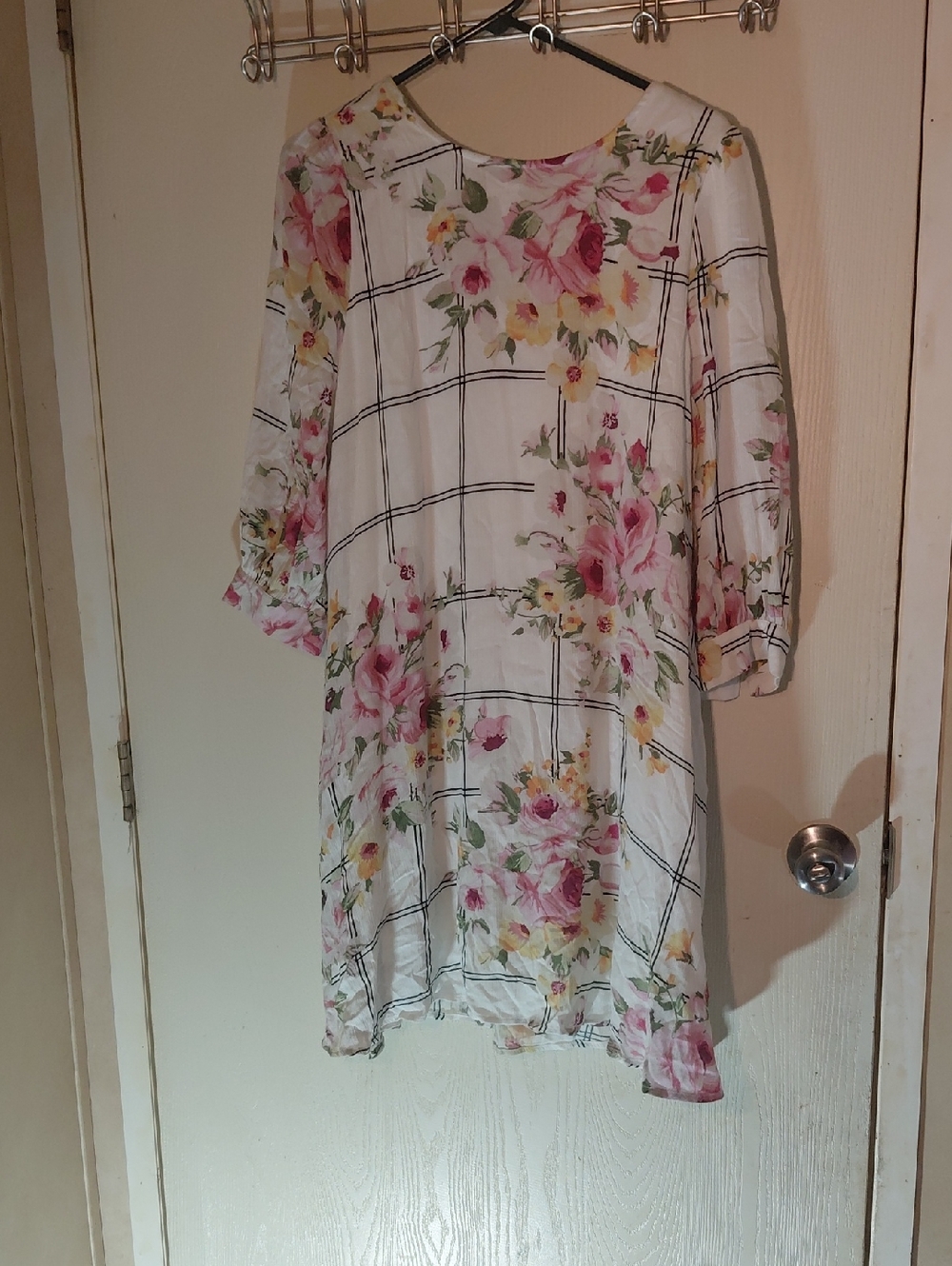 ODDY White Floral Midi Dress with Pink & Yellow Blooms